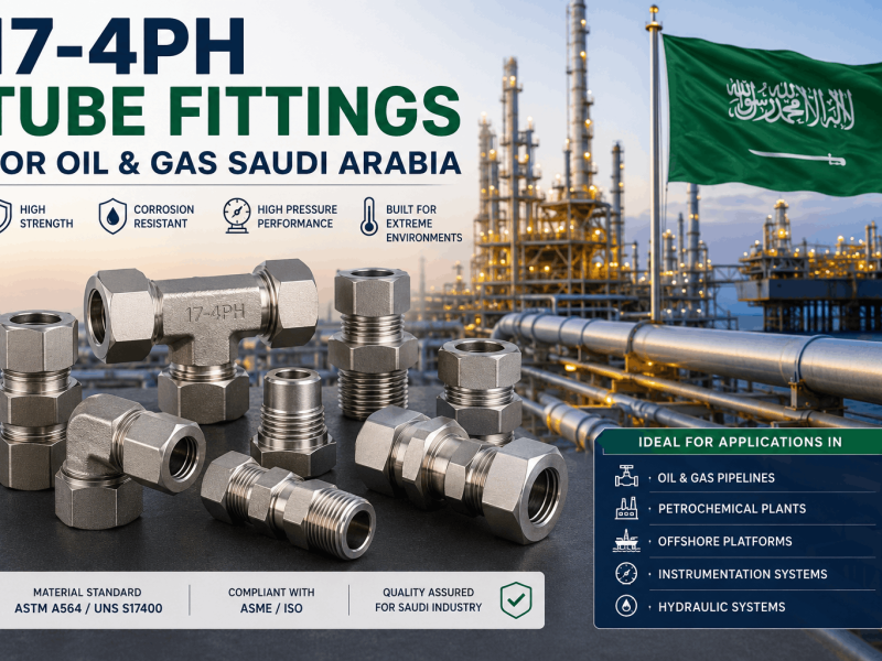 17-4PH stainless steel tube fittings used in oil and gas industry in Saudi Arabia for high pressure and corrosion resistance applications