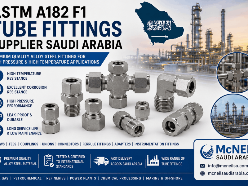 ASTM A182 F1 tube fittings supplier in Saudi Arabia offering alloy steel instrumentation and compression fittings for oil and gas industries