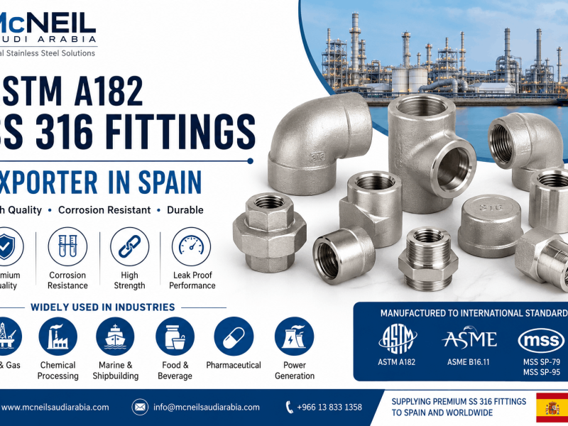 ASTM A182 SS 316 forged fittings exporter and supplier in Spain by Mcneil Saudi Arabia
