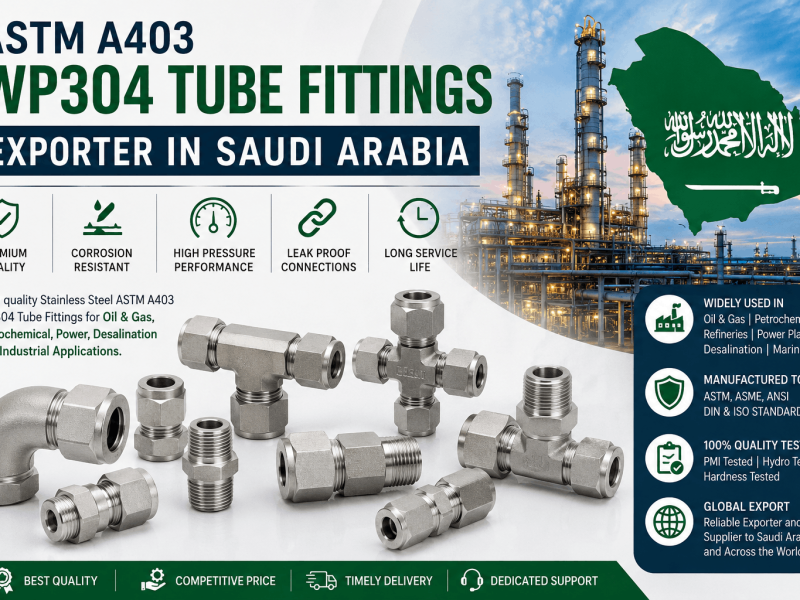 ASTM A403 WP304 stainless steel tube fittings exporter and supplier in Saudi Arabia for oil and gas, petrochemical, and industrial piping applications.