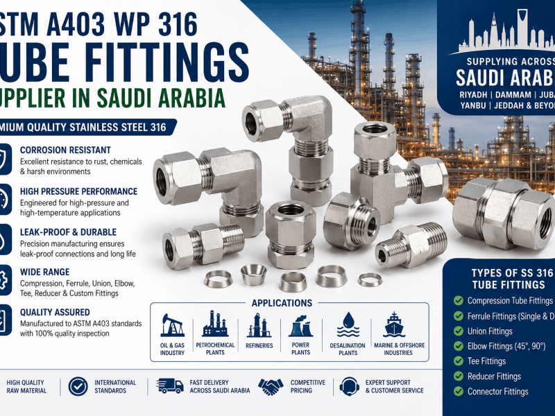 ASTM A403 WP 316 stainless steel tube fittings supplier in Saudi Arabia offering SS 316 compression and ferrule fittings