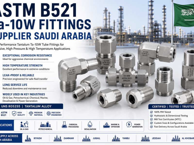 ASTM B521 Ta-10W tube fittings supplier in Saudi Arabia for oil and gas industries