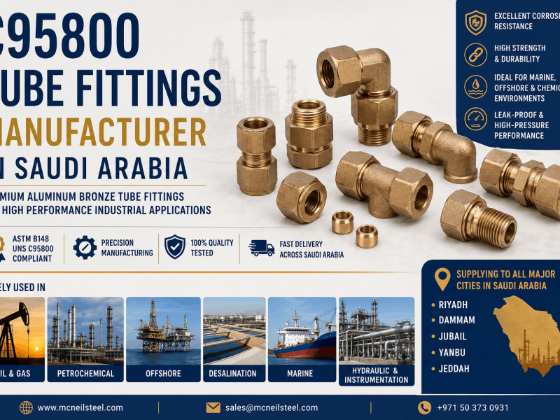 C95800 Tube Fittings Manufacturer in Saudi Arabia supplying aluminum bronze compression and instrumentation fittings