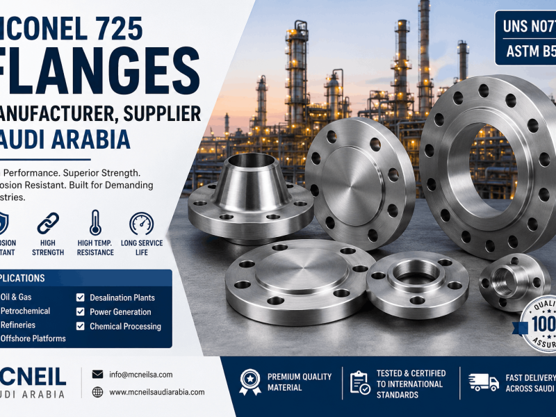 Inconel 725 flanges manufacturer and supplier in Saudi Arabia offering ASTM B564 UNS N07725 weld neck, blind, slip on and threaded flanges for oil and gas industries