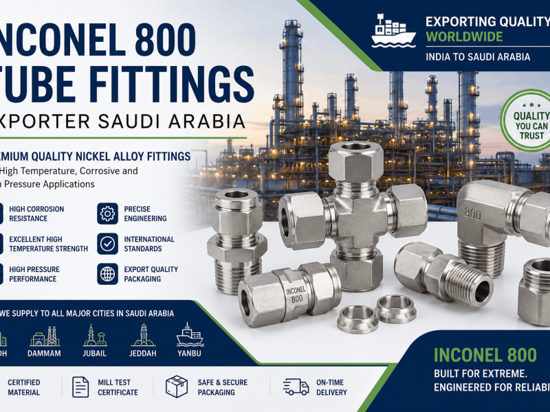 Inconel 800 Tube Fittings Exporter and Supplier in Saudi Arabia for oil and gas, petrochemical, and industrial piping applications.