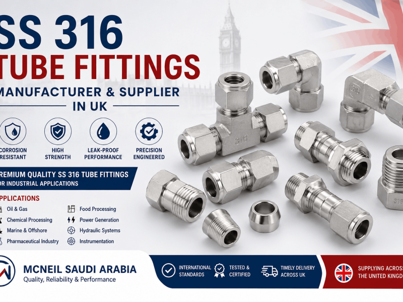 SS 316 Tube Fittings Manufacturer and Supplier in UK offering stainless steel compression and instrumentation fittings for industrial applications.