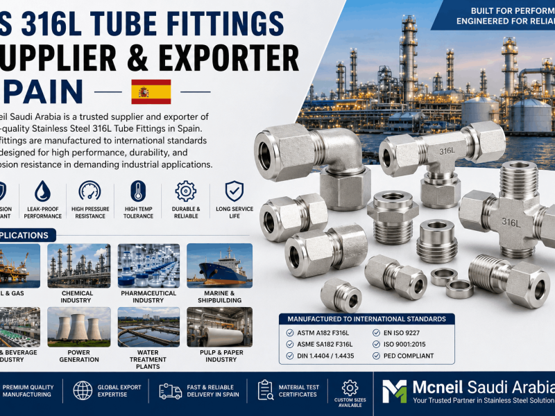 SS 316L Tube Fittings Supplier and Exporter in Spain by Mcneil Saudi Arabia