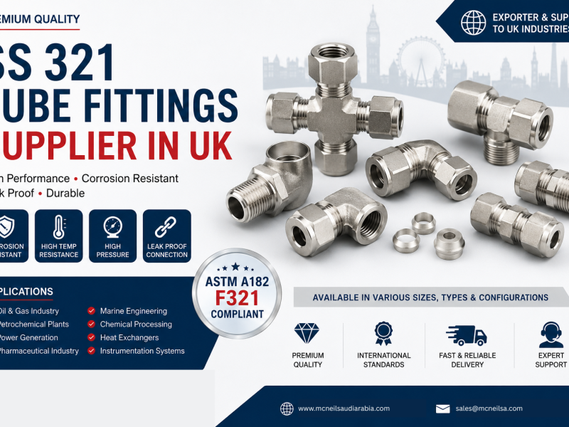 Stainless Steel 321 Tube Fittings supplier in UK offering corrosion resistant instrumentation and compression fittings for industrial piping systems