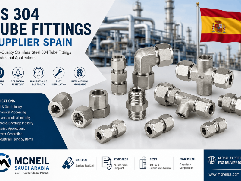 SS 304 Tube Fitting Supplier Spain by Mcneil Saudi Arabia for Industrial Applications