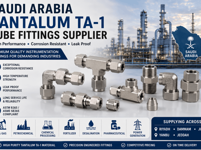 Tantalum Ta-1 Tube Fittings Supplier in Saudi Arabia for oil and gas, petrochemical, and chemical processing industries
