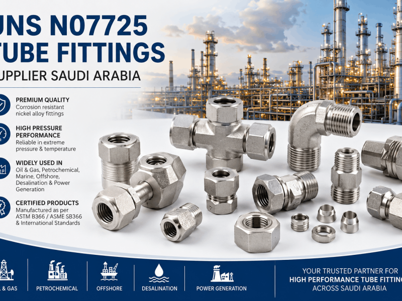 UNS N07725 Tube Fittings Supplier in Saudi Arabia for oil and gas, petrochemical, offshore and high-pressure industrial applications.