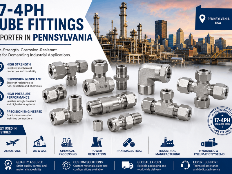 Stainless Steel 17-4PH Tube Fittings Exporter in Pennsylvania supplying high-strength corrosion-resistant fittings for industrial applications.