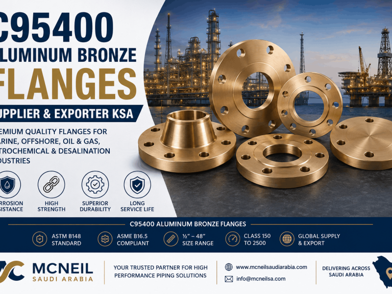 C95400 Aluminum Bronze Flanges Supplier & Exporter KSA offering ASTM B148 UNS C95400 weld neck, slip on and blind flanges for marine, offshore and oil & gas applications in Saudi Arabia
