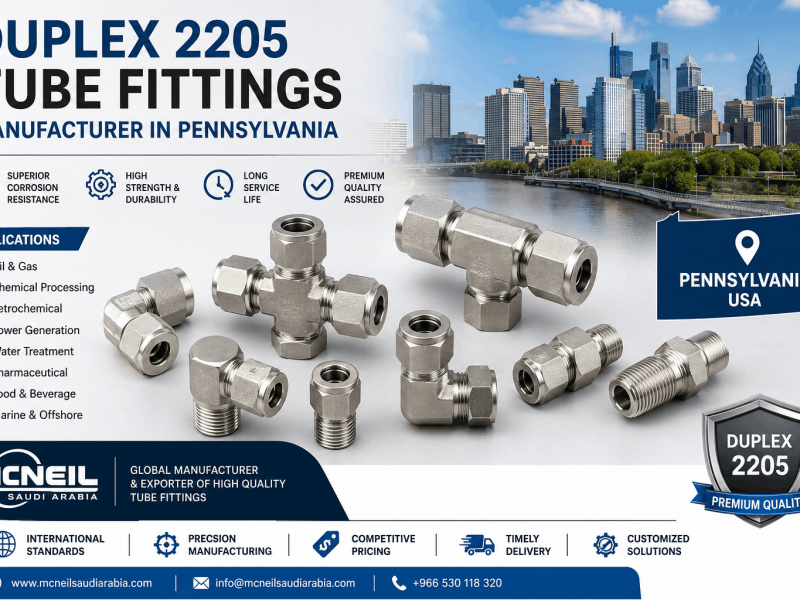 Duplex 2205 Tube Fittings Manufacturer Pennsylvania supplying stainless steel compression, ferrule, and instrumentation tube fittings for industrial applications