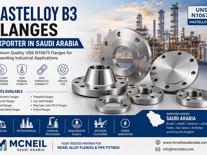 Hastelloy B3 Flanges Exporter in Saudi Arabia supplying UNS N10675 weld neck, blind, slip-on and threaded flanges for oil and gas industries.