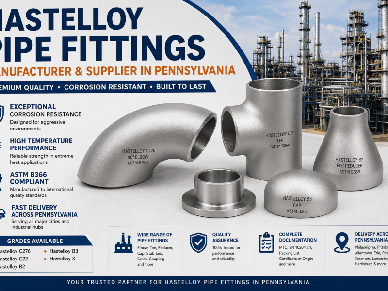 Hastelloy Pipe Fittings Manufacturer and Supplier in Pennsylvania offering C276, C22, B2, B3 and Hastelloy X ASTM B366 fittings