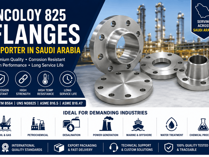 Incoloy 825 Flanges Exporter in Saudi Arabia supplying ASTM B564 UNS N08825 weld neck, blind, and slip-on flanges for oil and gas, petrochemical, and desalination industries.
