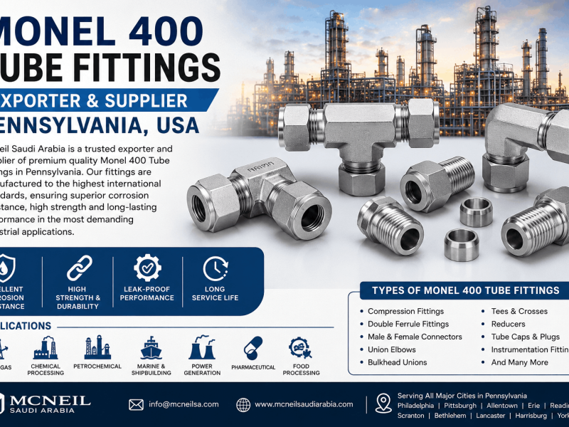 Monel 400 Tube Fittings Exporter & Supplier in Pennsylvania USA – Compression, Double Ferrule and Instrumentation Fittings
