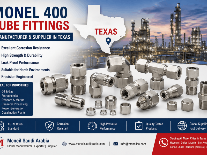 Monel 400 Tube Fittings Manufacturer & Supplier in Texas for Oil Gas Petrochemical Marine and Offshore Applications