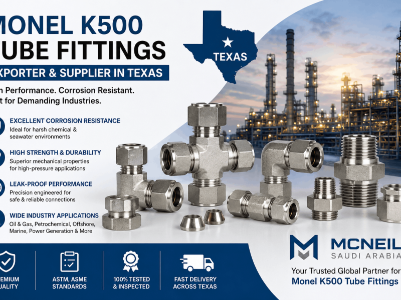 Monel K500 Tube Fittings Exporter and Supplier in Texas for Oil Gas Petrochemical and Offshore Applications