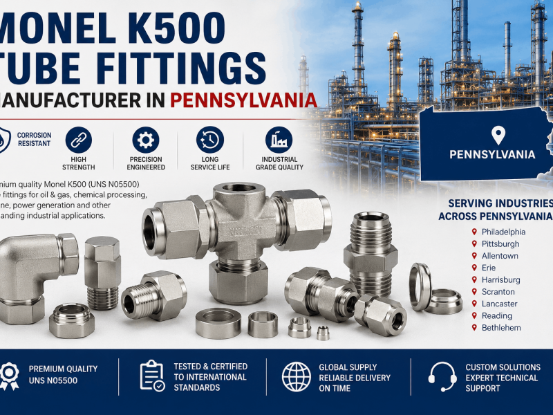 Monel K500 Tube Fittings Manufacturer in Pennsylvania supplying UNS N05500 compression and instrumentation tube fittings for industrial applications