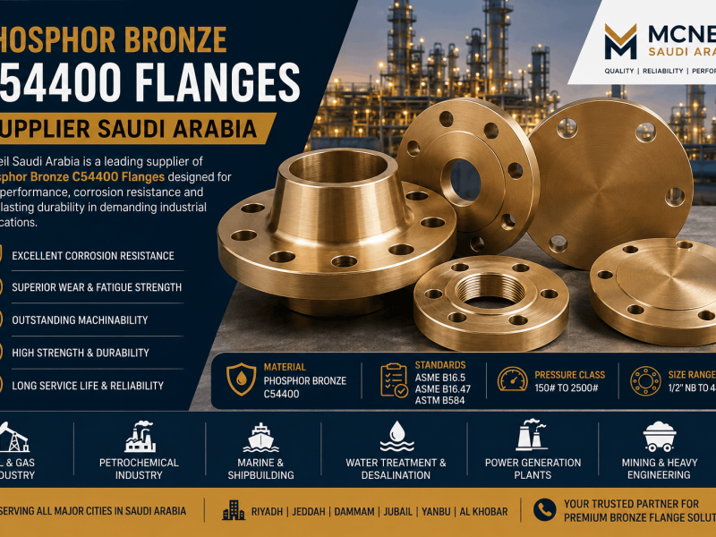 Phosphor Bronze C54400 Flanges Supplier Saudi Arabia offering corrosion-resistant bronze weld neck, slip-on, and blind flanges for oil and gas, marine, petrochemical, and desalination industries.