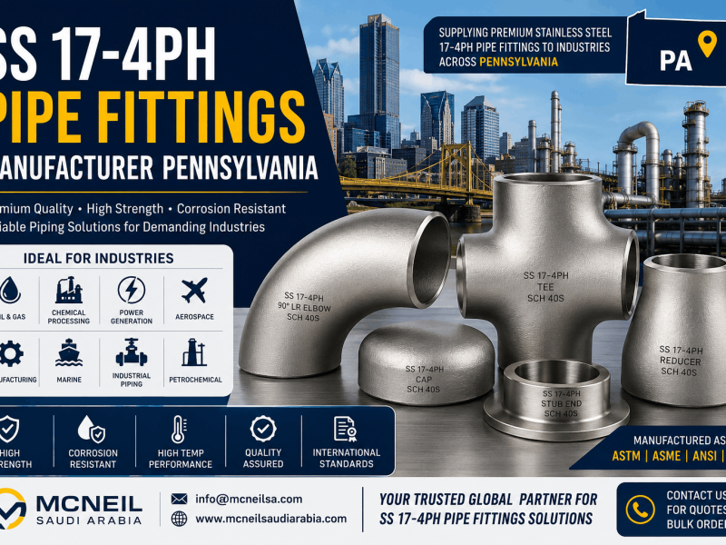 SS 17-4PH Pipe Fittings Manufacturer Pennsylvania supplying high-strength stainless steel elbows, tees, reducers and buttweld fittings for industrial applications