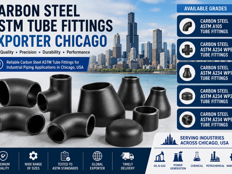 Carbon Steel ASTM A105, A234 WPB, WP11, WP22, and WP91 Tube Fittings Exporter in Chicago for industrial oil & gas, petrochemical, and power generation applications.
