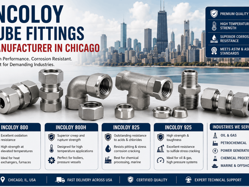Incoloy 800, 800H, 825, and 925 tube fittings manufacturer in Chicago