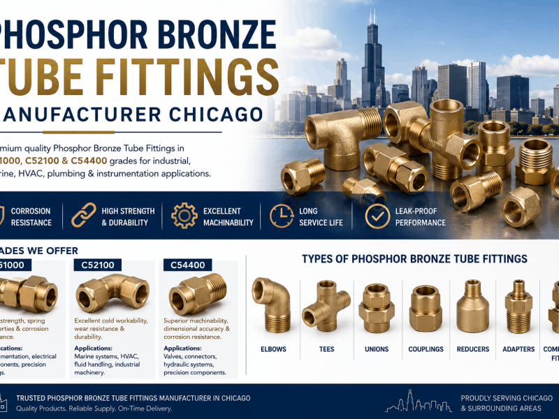 Phosphor Bronze C51000, C52100, and C54400 tube fittings manufacturer in Chicago