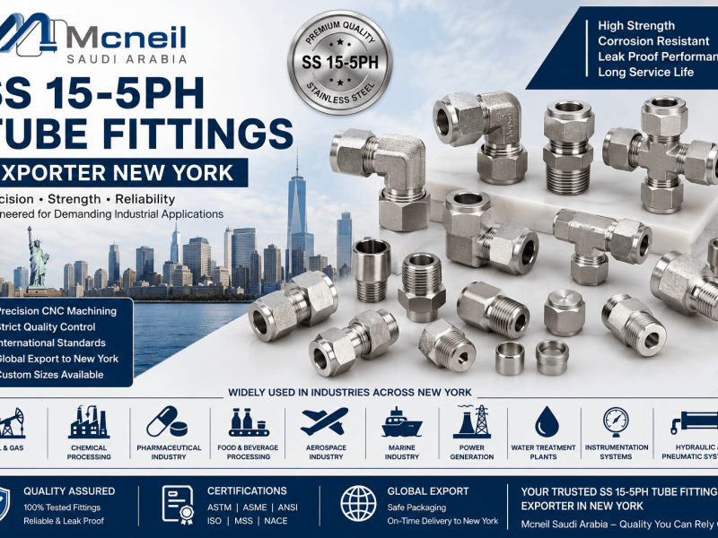 SS 15-5PH Tube Fittings Exporter in New York supplying high-quality stainless steel compression and instrumentation tube fittings for industrial applications.