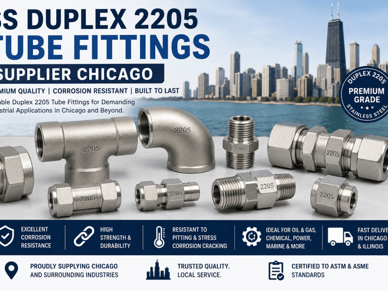SS Duplex 2205 tube fittings supplied in Chicago for industrial piping applications