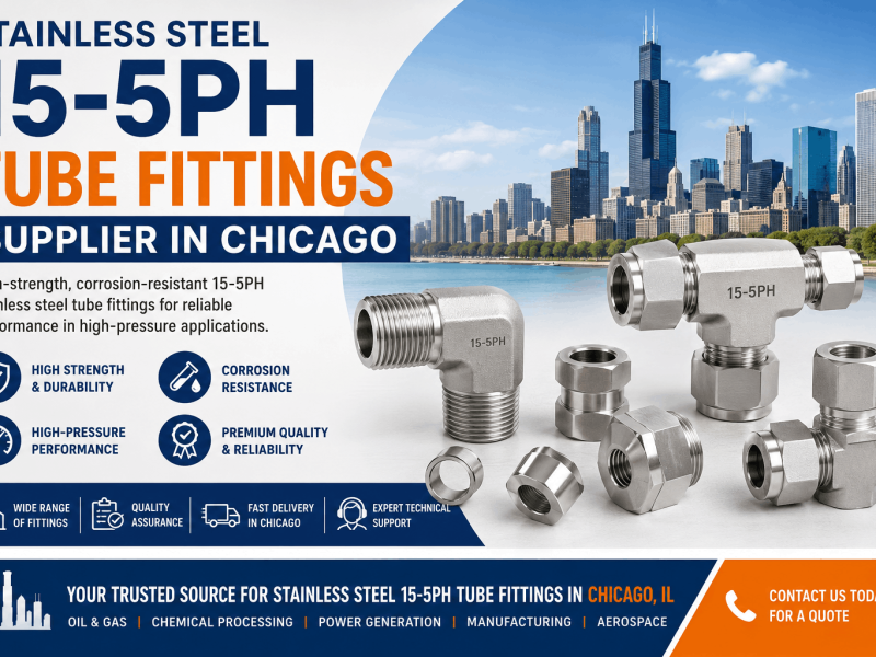 Stainless Steel 15-5PH tube fittings supplier in Chicago offering corrosion-resistant high-pressure fittings for industrial applications.