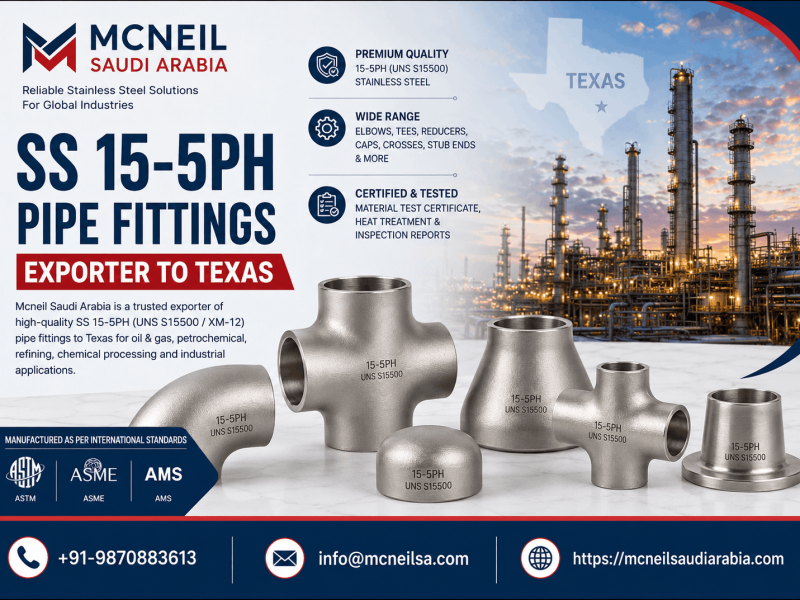 SS 15-5PH pipe fittings exporter to Texas for oil and gas industries