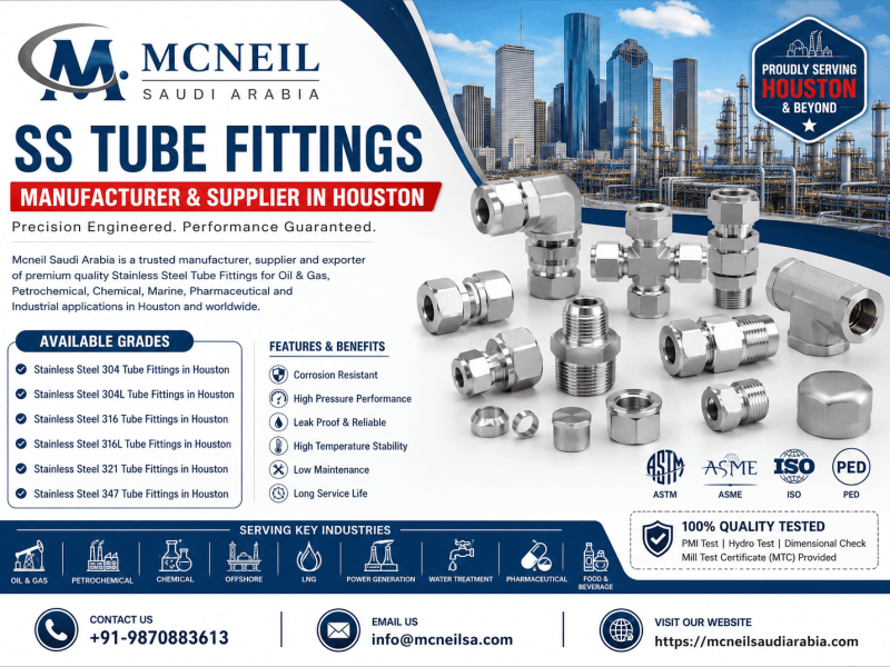 SS Tube Fittings Manufacturer, Supplier & Exporter in Houston offering Stainless Steel 304, 304L, 316, 316L, 321 and 347 Tube Fittings for oil & gas, petrochemical and industrial applications.